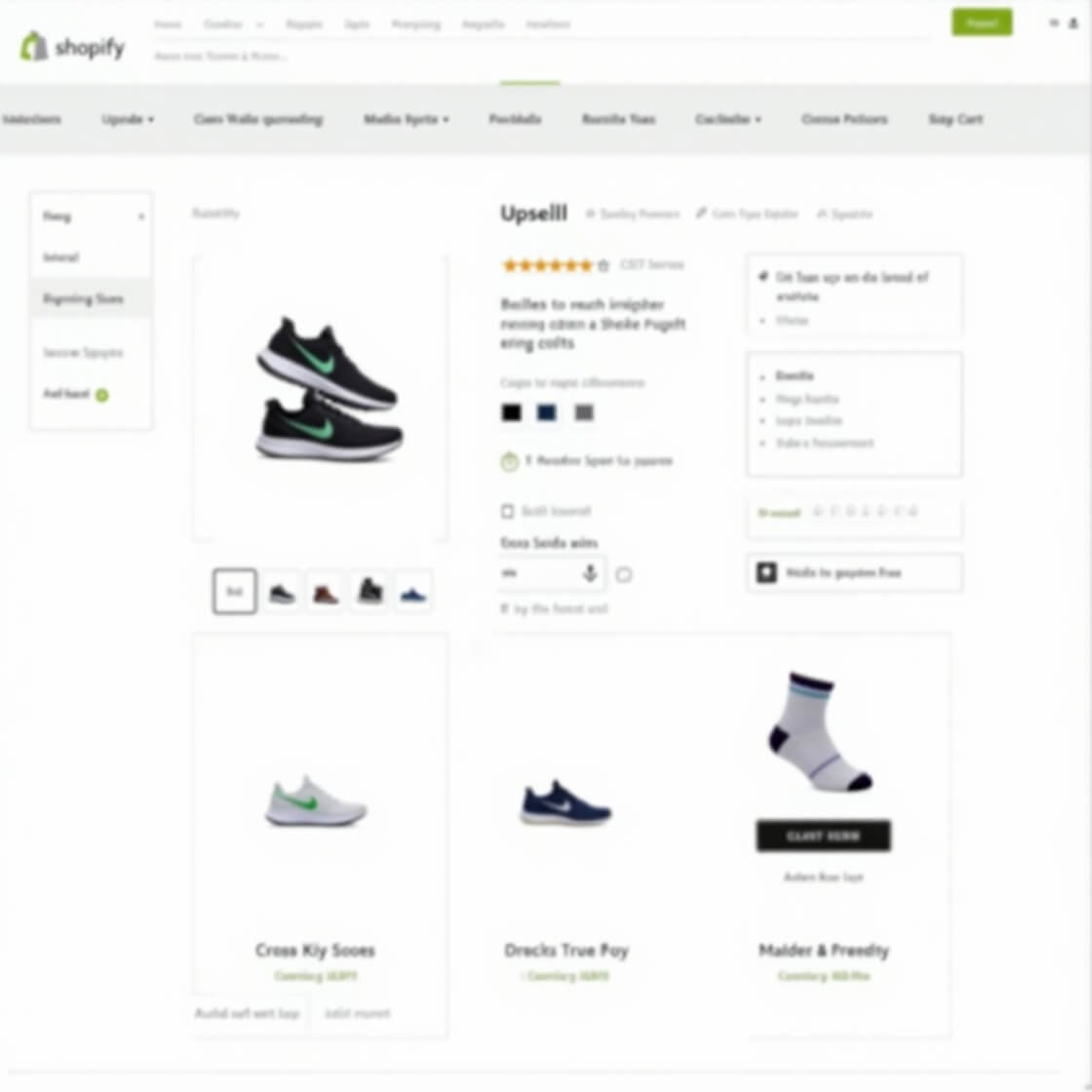 Shopify Upsell and Cross-Sell Strategy Example for UK Stores 2025 Shopify product page showing upsell and cross-sell with related items like socks and shoes – UK eCommerce example