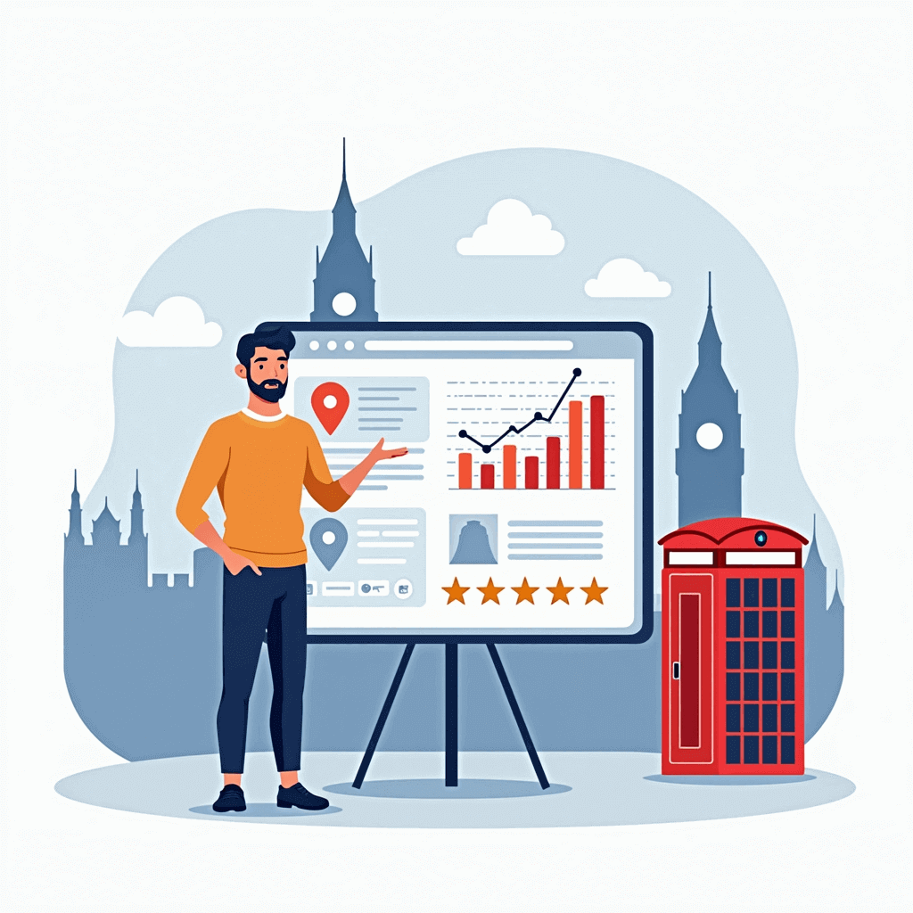 UK business owner analysing SEO growth data — proving SEO still matters for local businesses in 2025